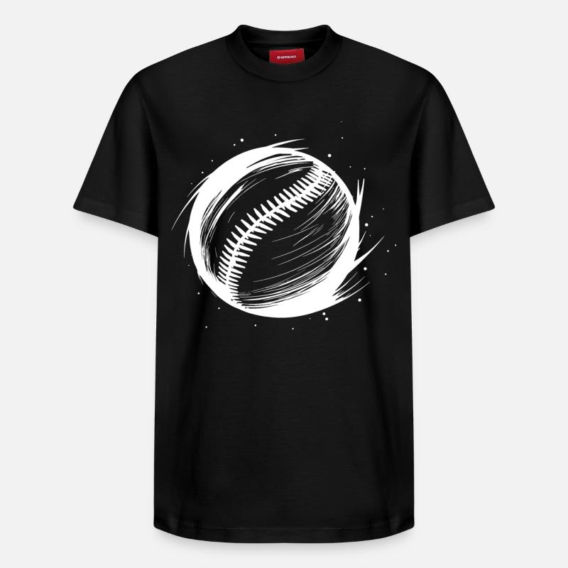 Dessin de balle de baseball - T-shirt unisexe décontracté en coton Supima – de SPREAD - noir
