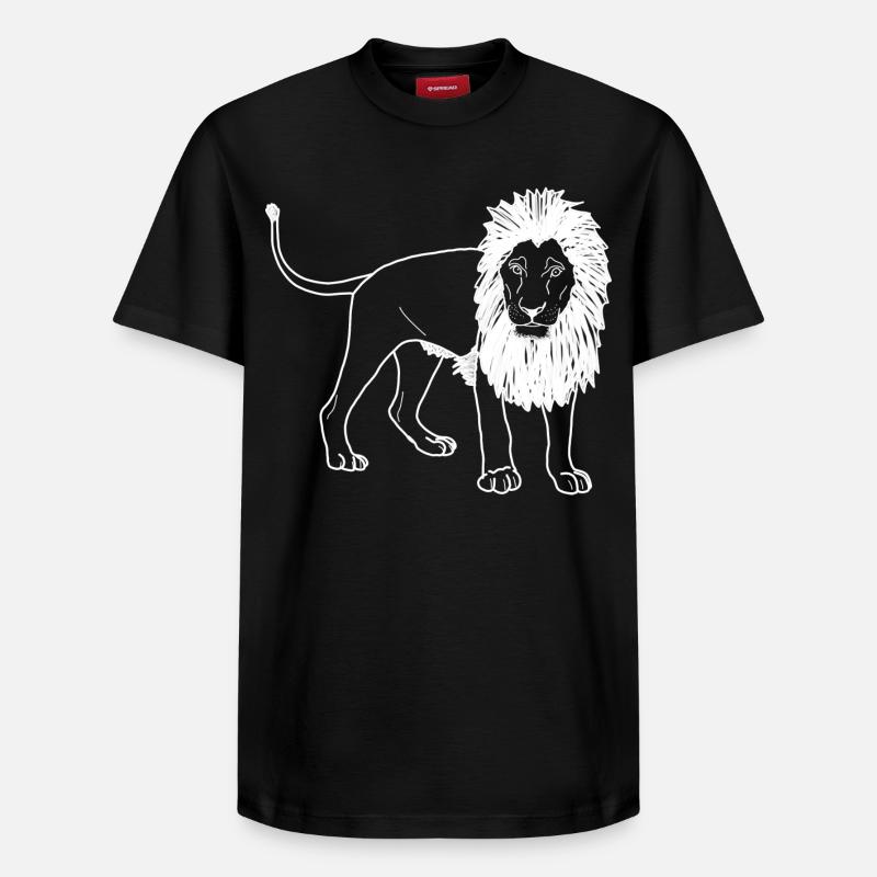 Lineart du lion - T-shirt unisexe décontracté en coton Supima – de SPREAD - noir