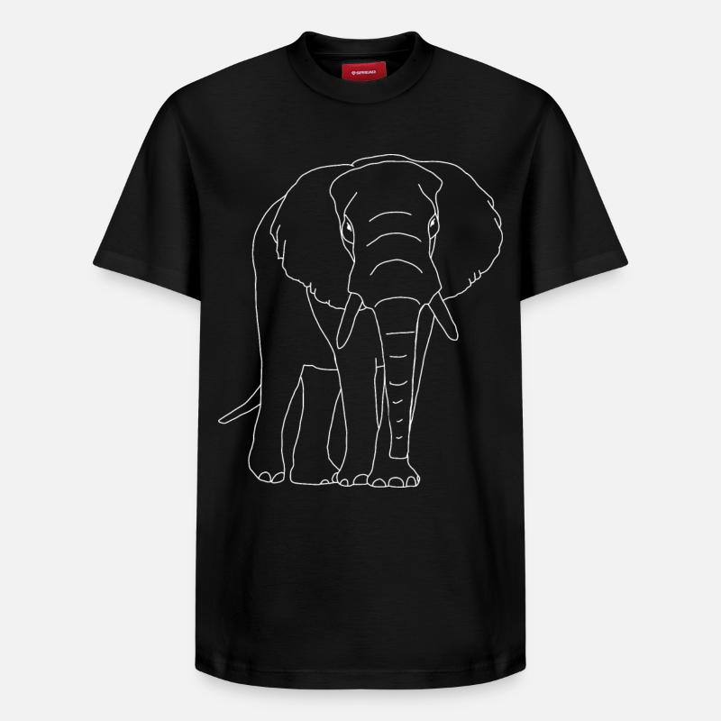 Lineart éléphant - T-shirt unisexe décontracté en coton Supima – de SPREAD - noir