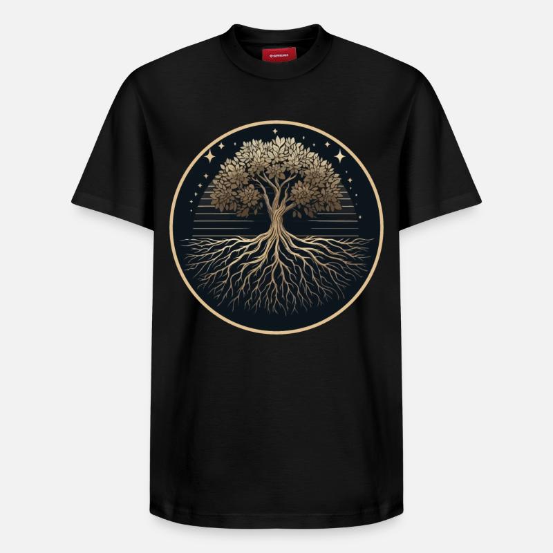 Baum Silhouette Wurzeln - Relaxed Unisex Supima Cotton T-Shirt – von SPREAD - Schwarz