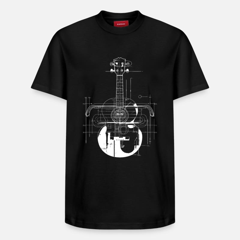 Dessin de ukulélé - T-shirt unisexe décontracté en coton Supima – de SPREAD - noir