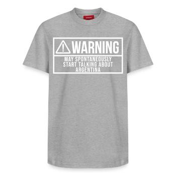 Argentinien - Relaxed Unisex Supima Cotton T-Shirt – von SPREAD - Grau meliert - Vorne - AI Model Female 172 dark (172cm) & AI Model Male 185 dark (185cm)