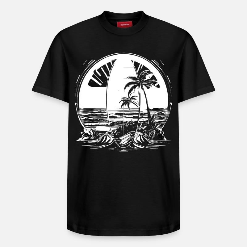 Illustration de surf - T-shirt unisexe décontracté en coton Supima – de SPREAD - noir