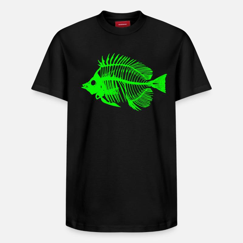 Glowing Fish Skeleton Design - Relaxed Unisex Supima Cotton T-Shirt – by SPREAD - black