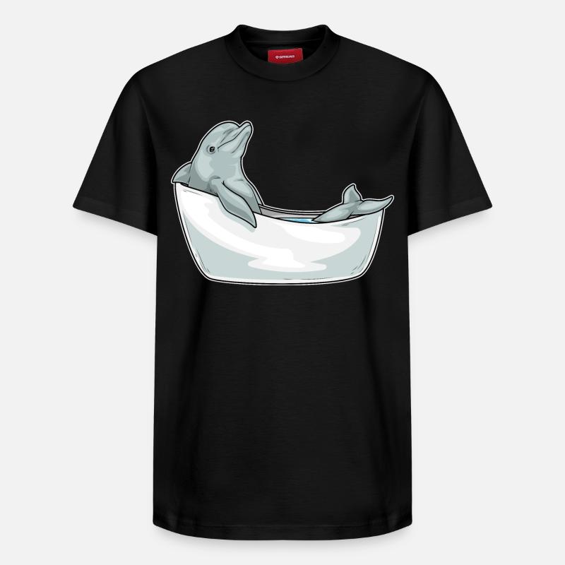 Dolphin Bathing Bathtub - Relaxed Unisex Supima Cotton T-Shirt – by SPREAD - black
