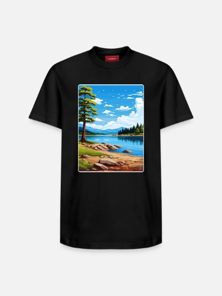 Big Bear Lake California Travel Poster Souvenir - Relaxed Unisex Supima Cotton T-Shirt – by SPREAD - black