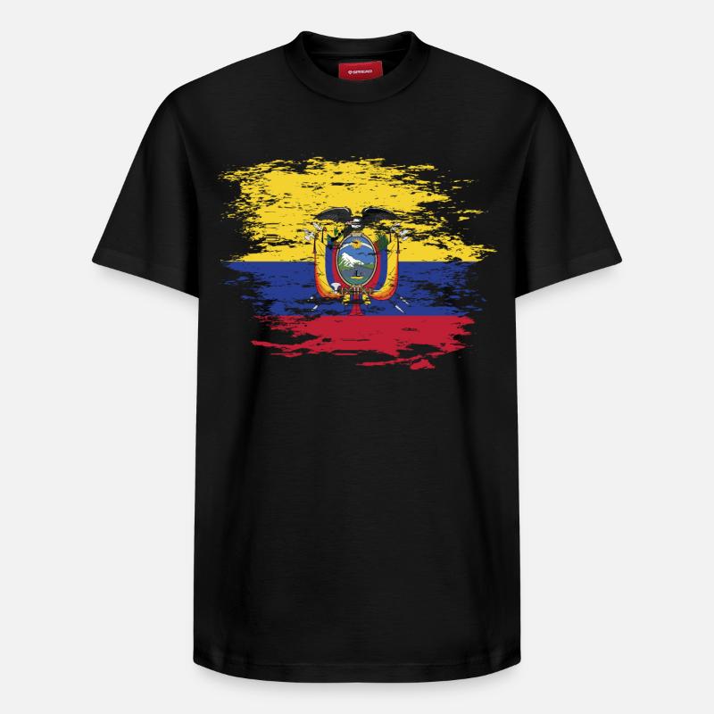 Drapeau de l'Équateur utilisé - T-shirt unisexe décontracté en coton Supima – de SPREAD - noir