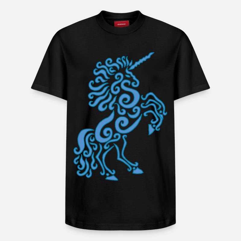 Blaues Einhorn Pferd - Relaxed Unisex Supima Cotton T-Shirt – von SPREAD - Schwarz
