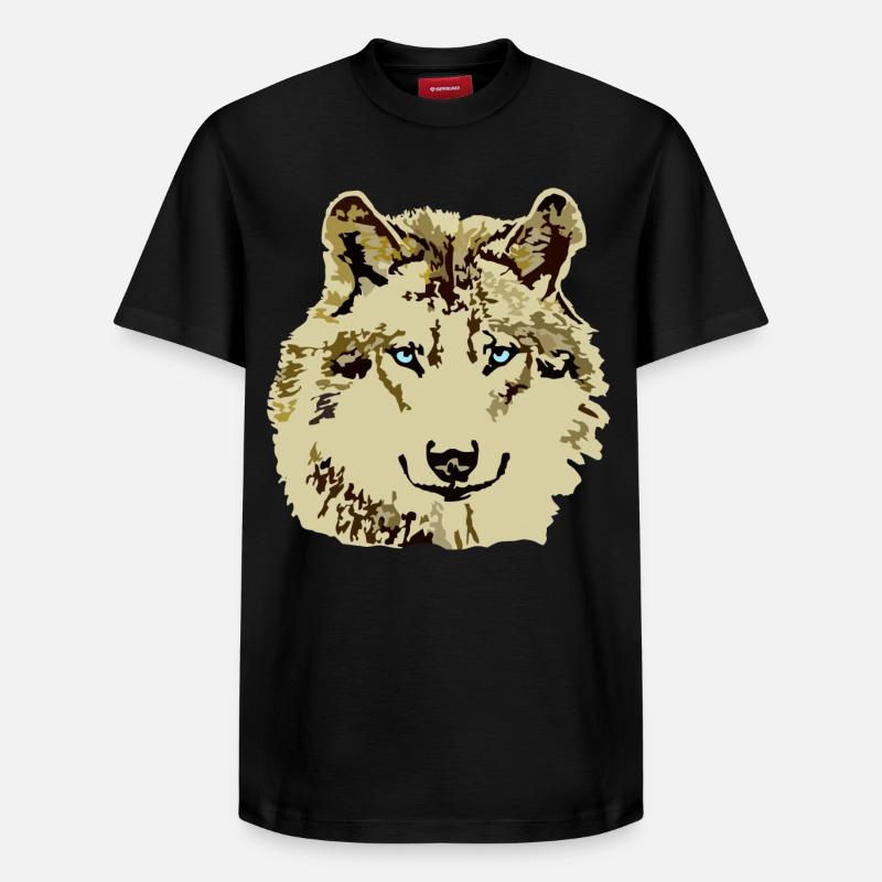 Wolf braun blaue Augen - Relaxed Unisex Supima Cotton T-Shirt – von SPREAD - Schwarz