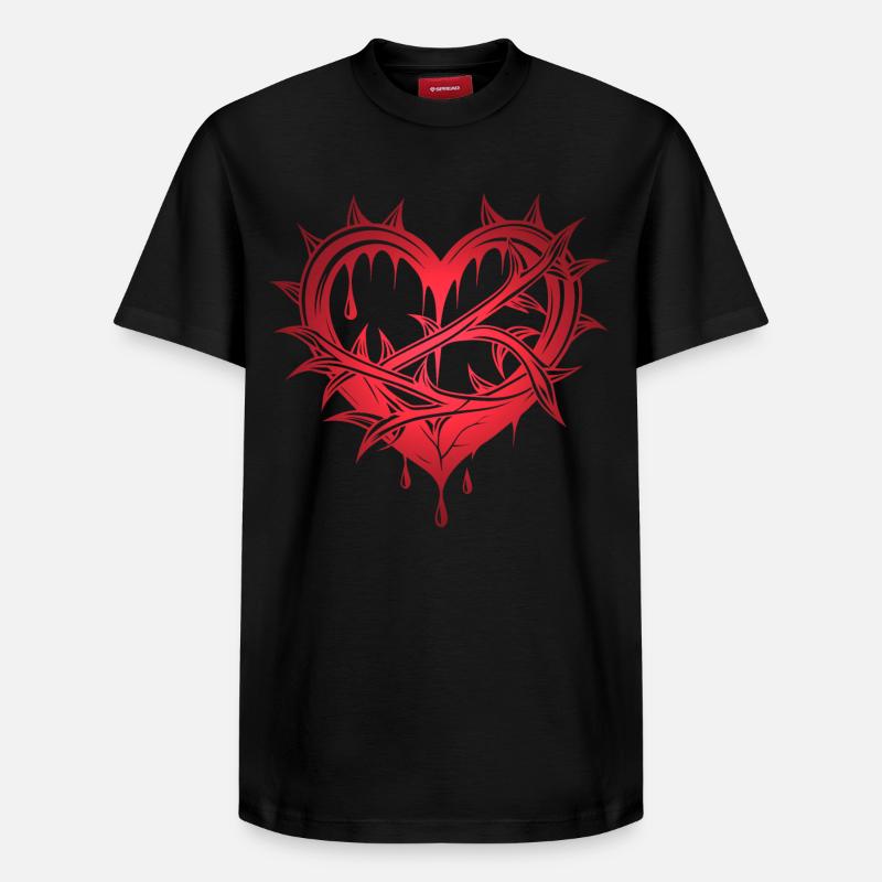 Coeur avec épines - T-shirt unisexe décontracté en coton Supima – de SPREAD - noir