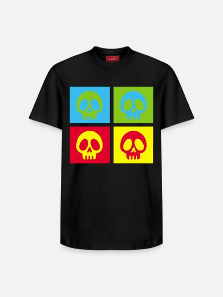 Pop art manga skull - Relaxed Unisex Supima Cotton T-Shirt – by SPREAD - black