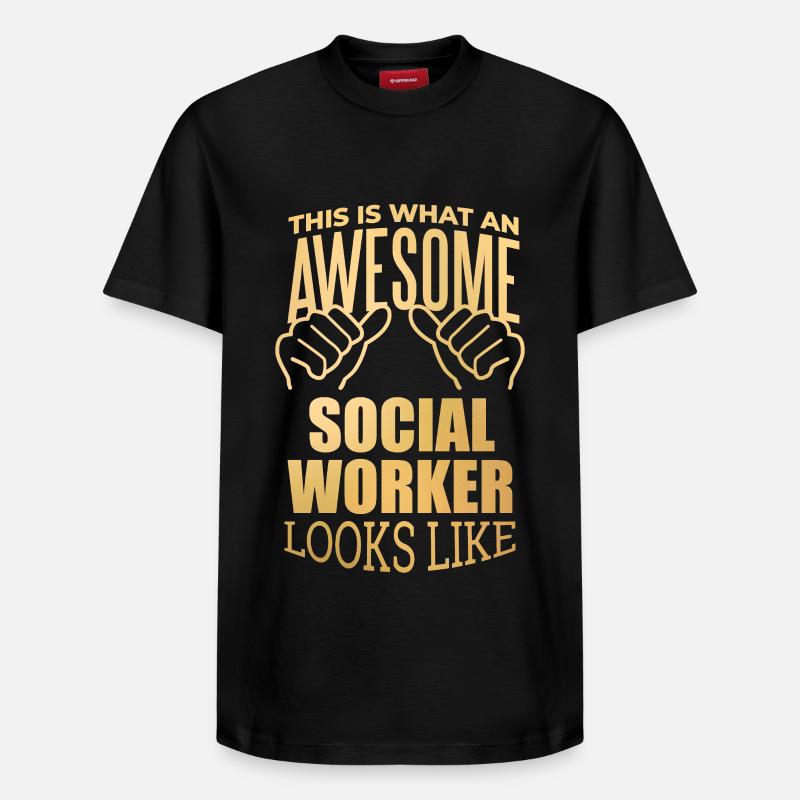 travailleur social - T-shirt unisexe décontracté en coton Supima – de SPREAD - noir
