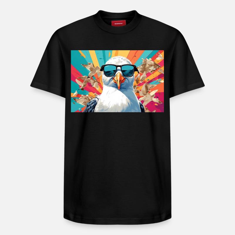 Coole Möwe im Getümmel - Relaxed Unisex Supima Cotton T-Shirt – von SPREAD - Schwarz