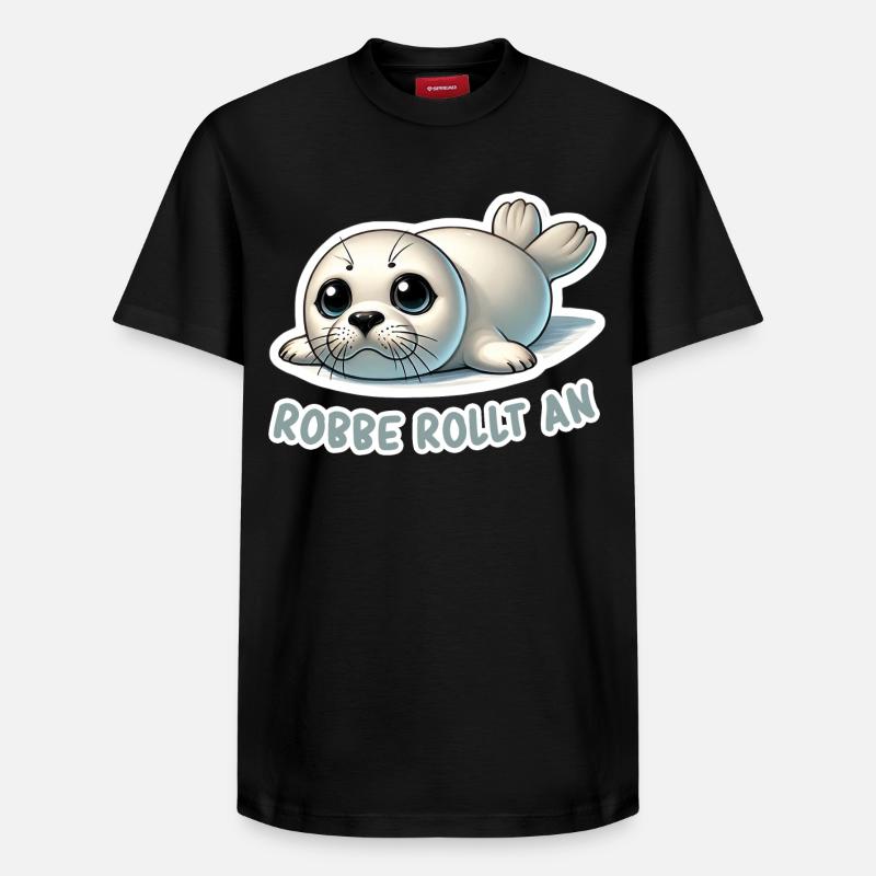 Robbe rollt an - Relaxed Unisex Supima Cotton T-Shirt – von SPREAD - Schwarz
