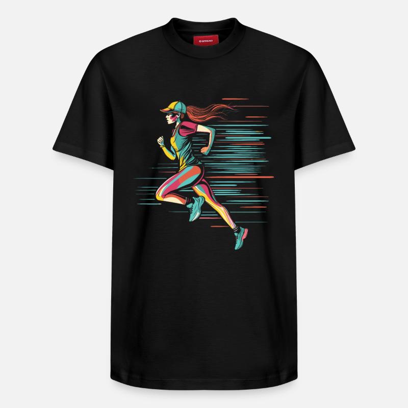 Läuferin Comic Look - Relaxed Unisex Supima Cotton T-Shirt – von SPREAD - Schwarz