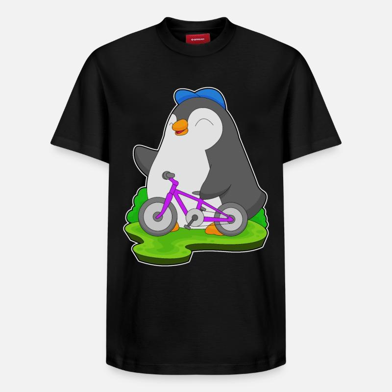 Vélo pingouin - T-shirt unisexe décontracté en coton Supima – de SPREAD - noir