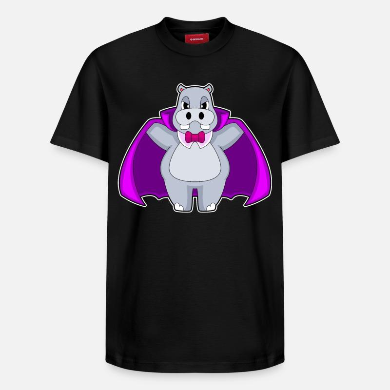 Hippopotame Halloween Vampire - T-shirt unisexe décontracté en coton Supima – de SPREAD - noir