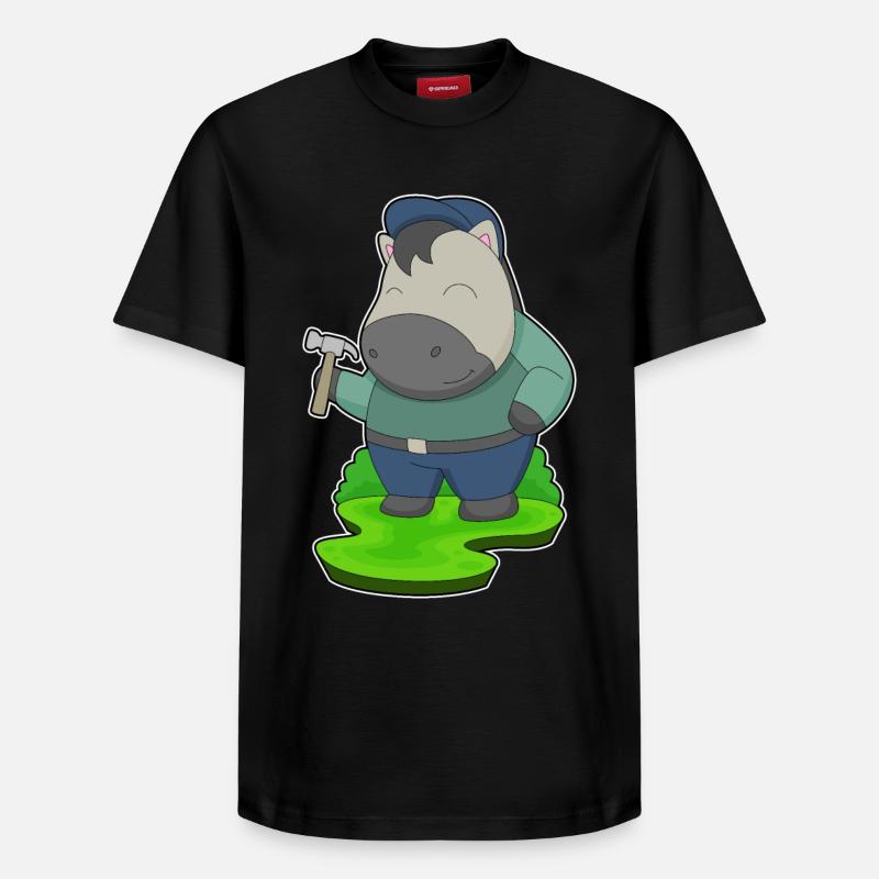 Pferd Handwerker Hammer - Relaxed Unisex Supima Cotton T-Shirt – von SPREAD - Schwarz