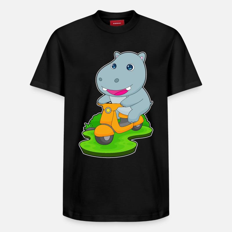 Nilpferd Motorroller - Relaxed Unisex Supima Cotton T-Shirt – von SPREAD - Schwarz