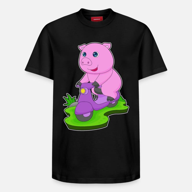 Schwein Motorroller - Relaxed Unisex Supima Cotton T-Shirt – von SPREAD - Schwarz