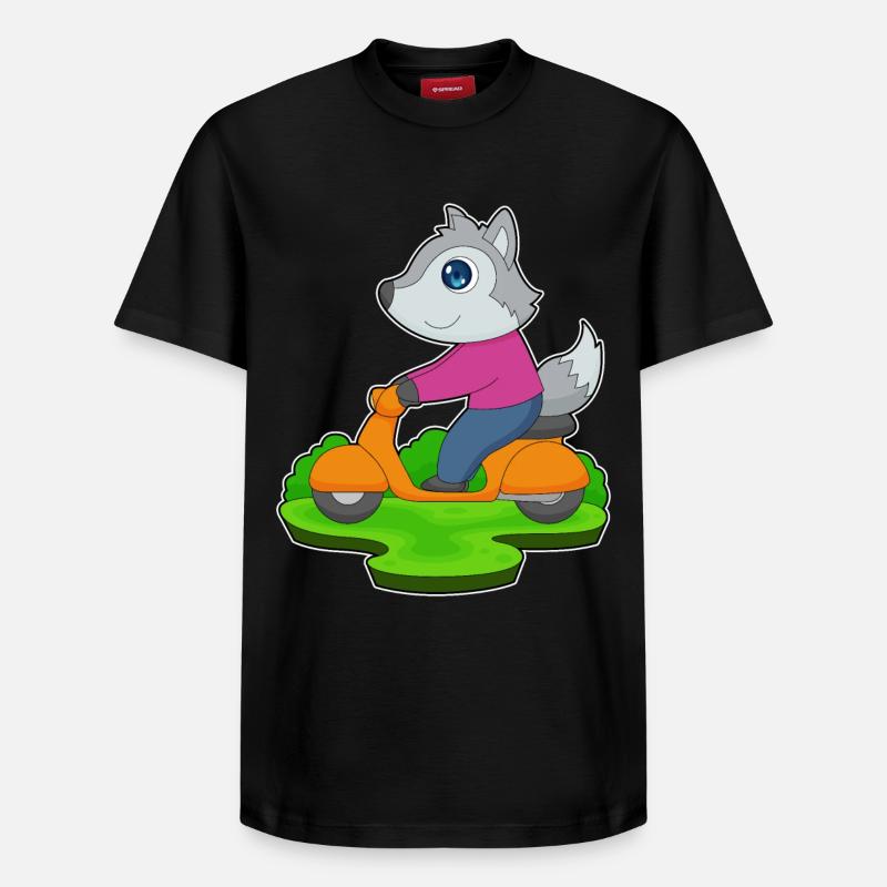 Trottinette Wolf - T-shirt unisexe décontracté en coton Supima – de SPREAD - noir