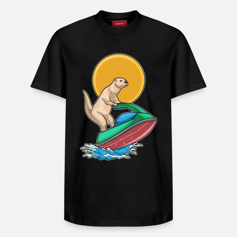Jet ski d’été Otter - T-shirt unisexe décontracté en coton Supima – de SPREAD - noir