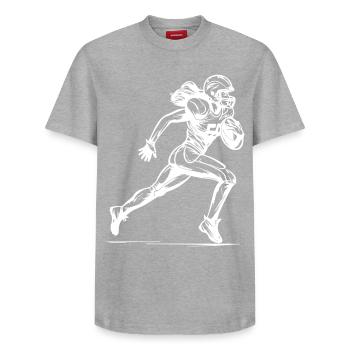 Footballeuse américaine - T-shirt unisexe décontracté en coton Supima – de SPREAD - gris chiné - Devant - AI Model Female 172 dark (172cm) & AI Model Male 185 dark (185cm)