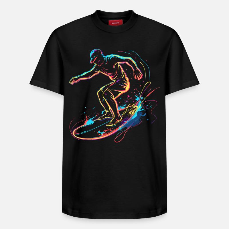 Surfeur Garçon Retrowave - T-shirt unisexe décontracté en coton Supima – de SPREAD - noir