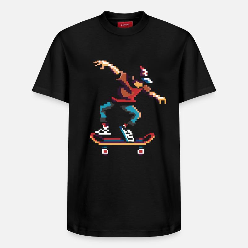 Skateur Pixel Art - T-shirt unisexe décontracté en coton Supima – de SPREAD - noir