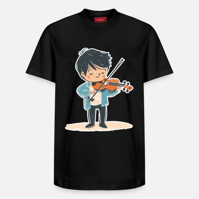 Petit garçon violon - T-shirt unisexe décontracté en coton Supima – de SPREAD - noir