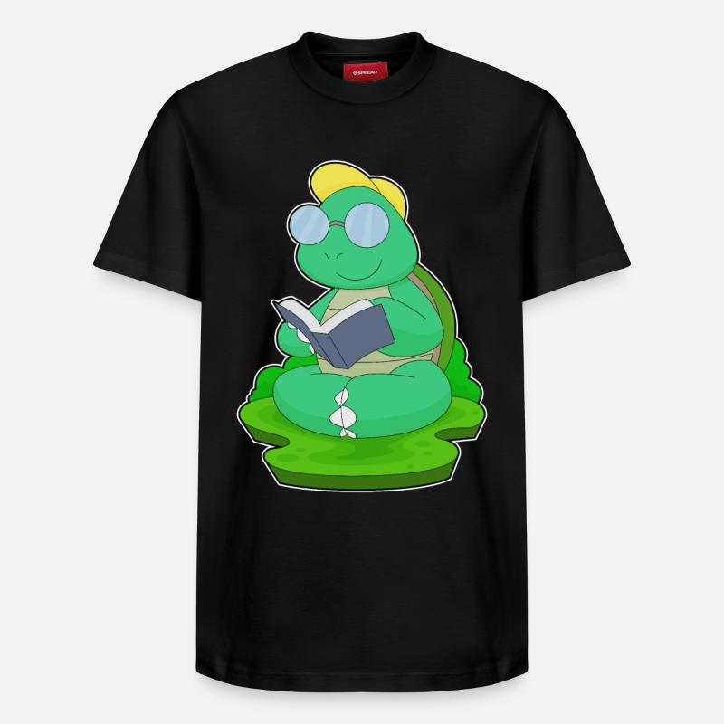 Turtle Nerd Book Glasses - Relaxed Unisex Supima Cotton T-Shirt – by SPREAD - black