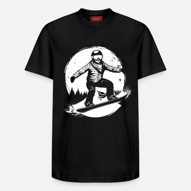 Dessin de snowboarder - T-shirt unisexe décontracté en coton Supima – de SPREAD - noir