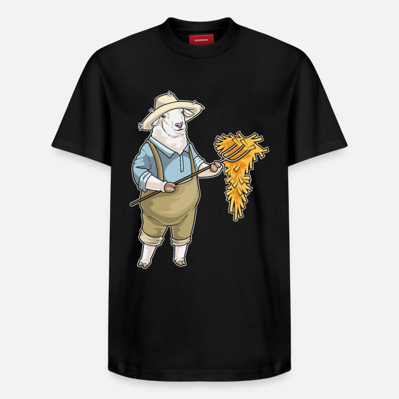 Mouton Éleveur Paille - T-shirt unisexe décontracté en coton Supima – de SPREAD - noir