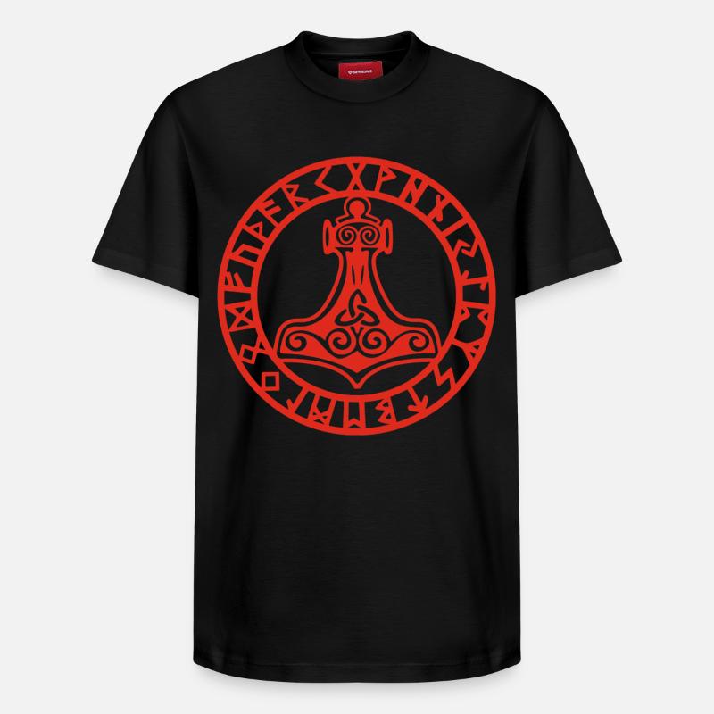 Marteau viking rouge - T-shirt unisexe décontracté en coton Supima – de SPREAD - noir