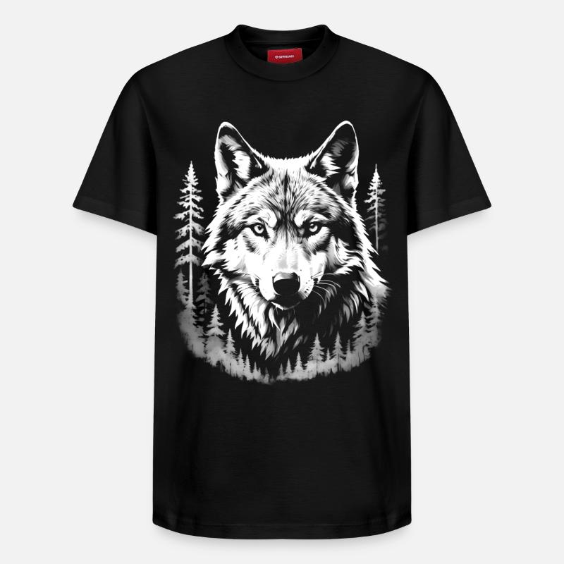 Wolf, Wald - Relaxed Unisex Supima Cotton T-Shirt – von SPREAD - Schwarz