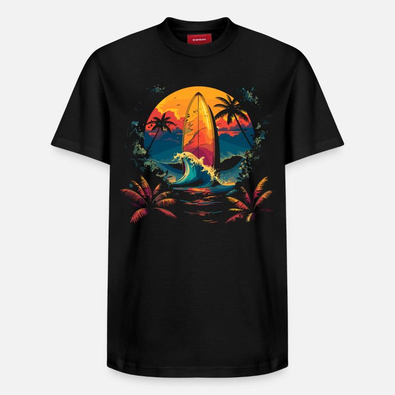 Surf - T-shirt unisexe décontracté en coton Supima – de SPREAD - noir