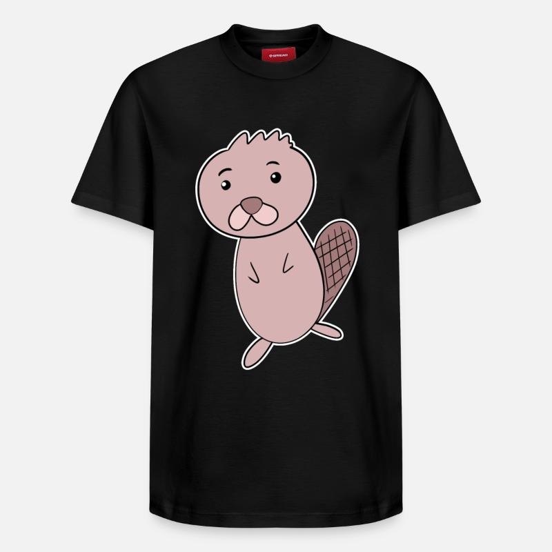 Biber Tier - Relaxed Unisex Supima Cotton T-Shirt – von SPREAD - Schwarz