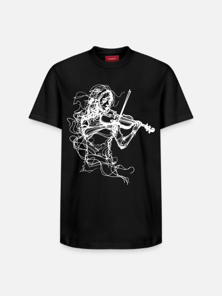 Violoniste Line Art - T-shirt unisexe décontracté en coton Supima – de SPREAD - noir