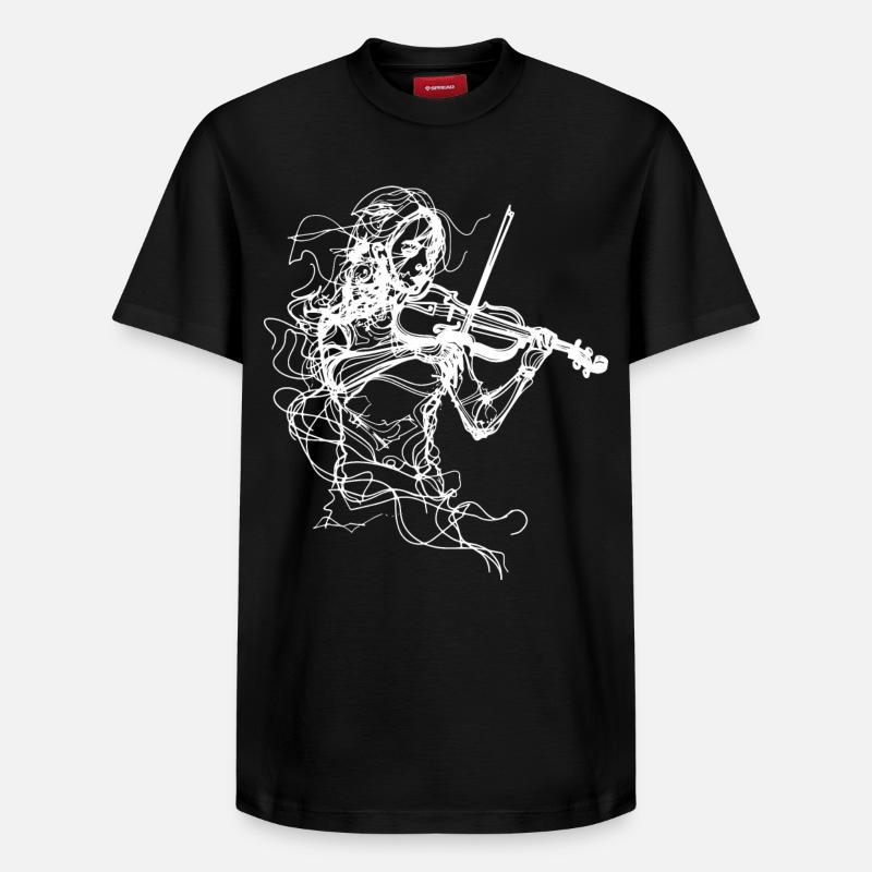 Violoniste Line Art - T-shirt unisexe décontracté en coton Supima – de SPREAD - noir