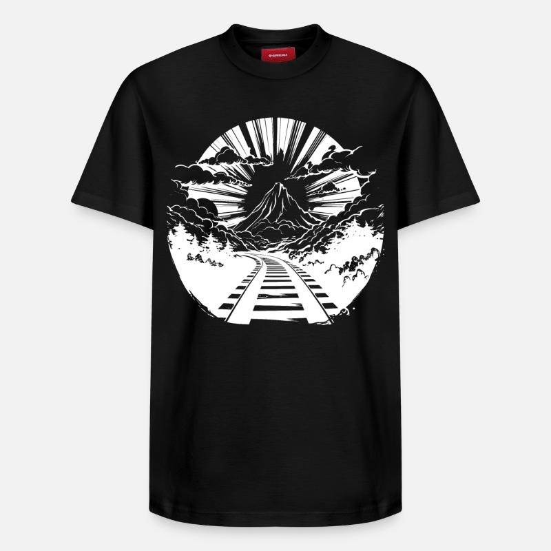 Graphique ferroviaire - T-shirt unisexe décontracté en coton Supima – de SPREAD - noir
