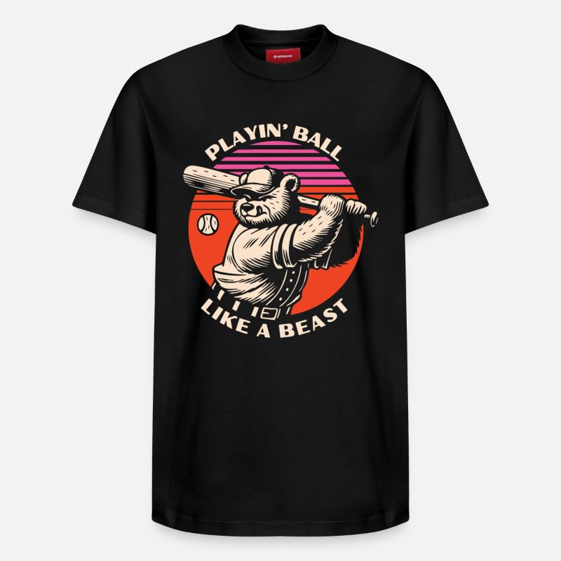 Baseball Beast Bear - Relaxed Unisex Supima Cotton T-Shirt – von SPREAD - Schwarz