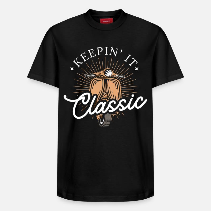 Keepin’ It Classic – Retro Motorroller - Relaxed Unisex Supima Cotton T-Shirt – von SPREAD - Schwarz