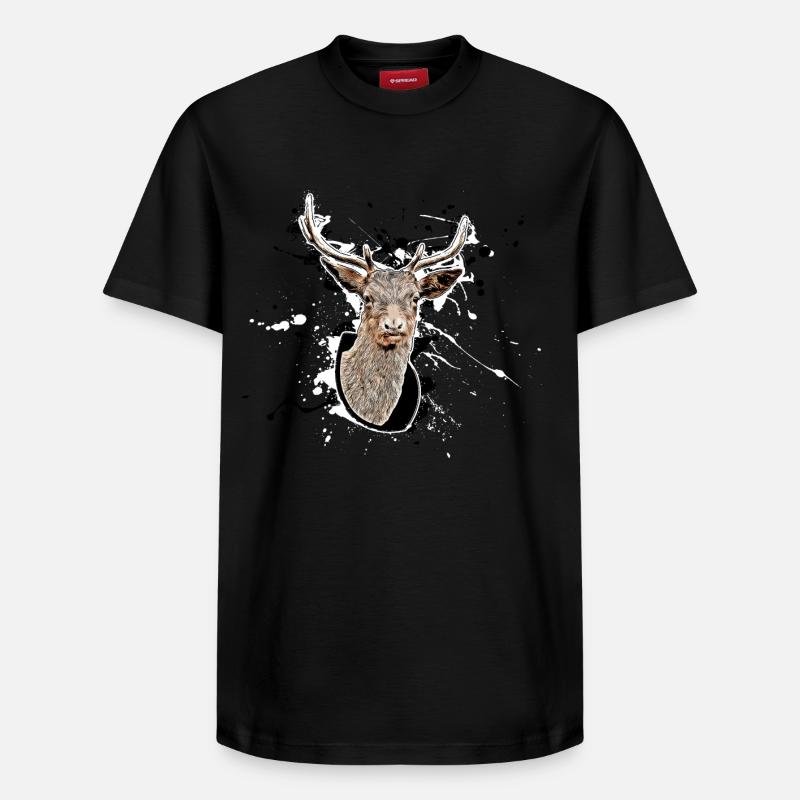 Cerf - T-shirt unisexe décontracté en coton Supima – de SPREAD - noir