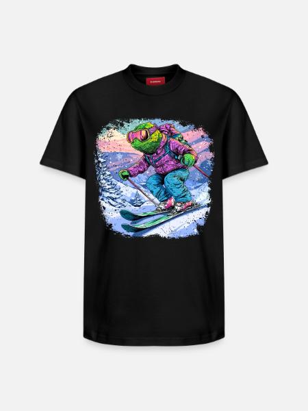 Chameleon Skier / Skier Chameleon - Relaxed Unisex Supima Cotton T-Shirt – by SPREAD - black