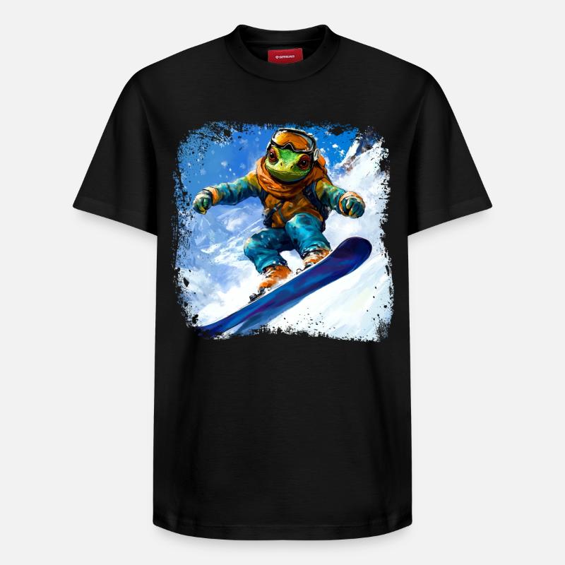 Snowboard Chamäleon - Relaxed Unisex Supima Cotton T-Shirt – von SPREAD - Schwarz