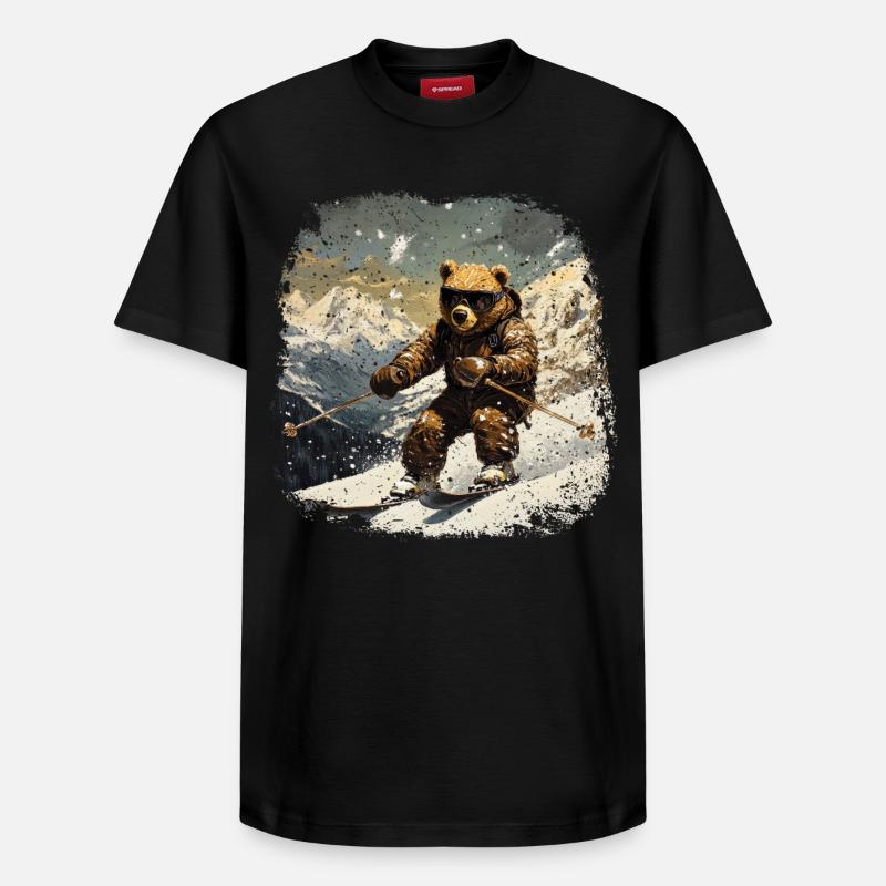 Ski d’ours - T-shirt unisexe décontracté en coton Supima – de SPREAD - noir
