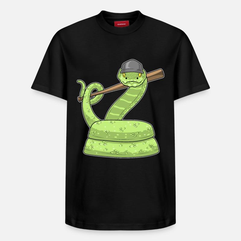 Snake Baseball Baseball Bat - Relaxed Unisex Supima Cotton T-Shirt – by SPREAD - black