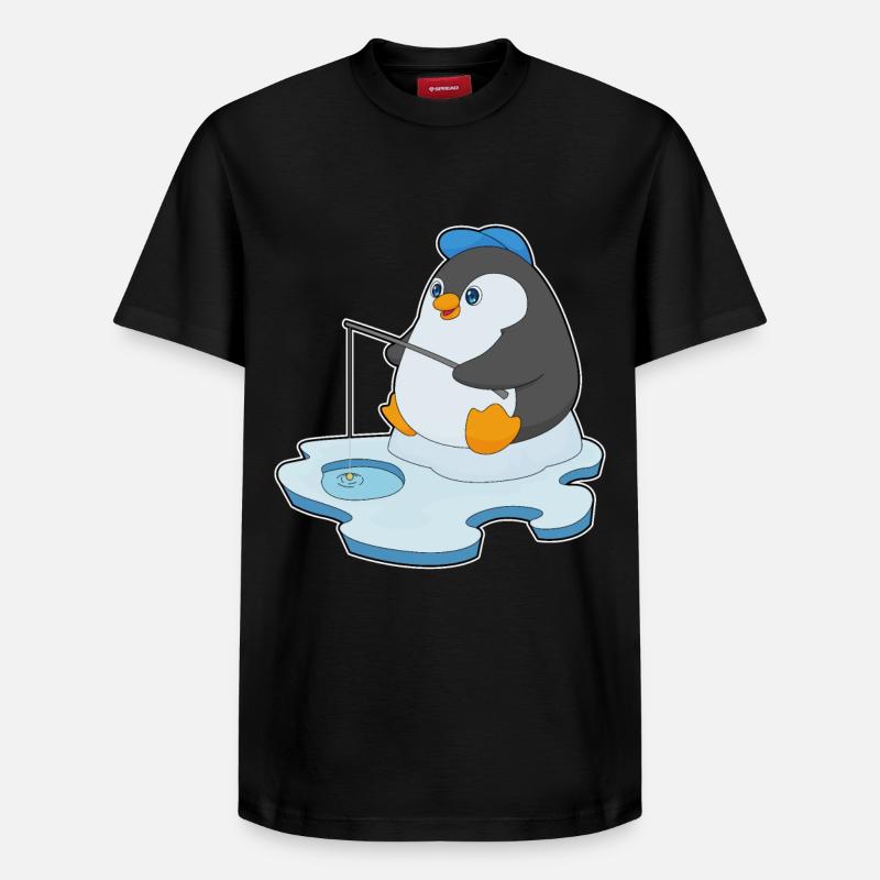 Pingouin Pêcheur Ange Pêche - T-shirt unisexe décontracté en coton Supima – de SPREAD - noir