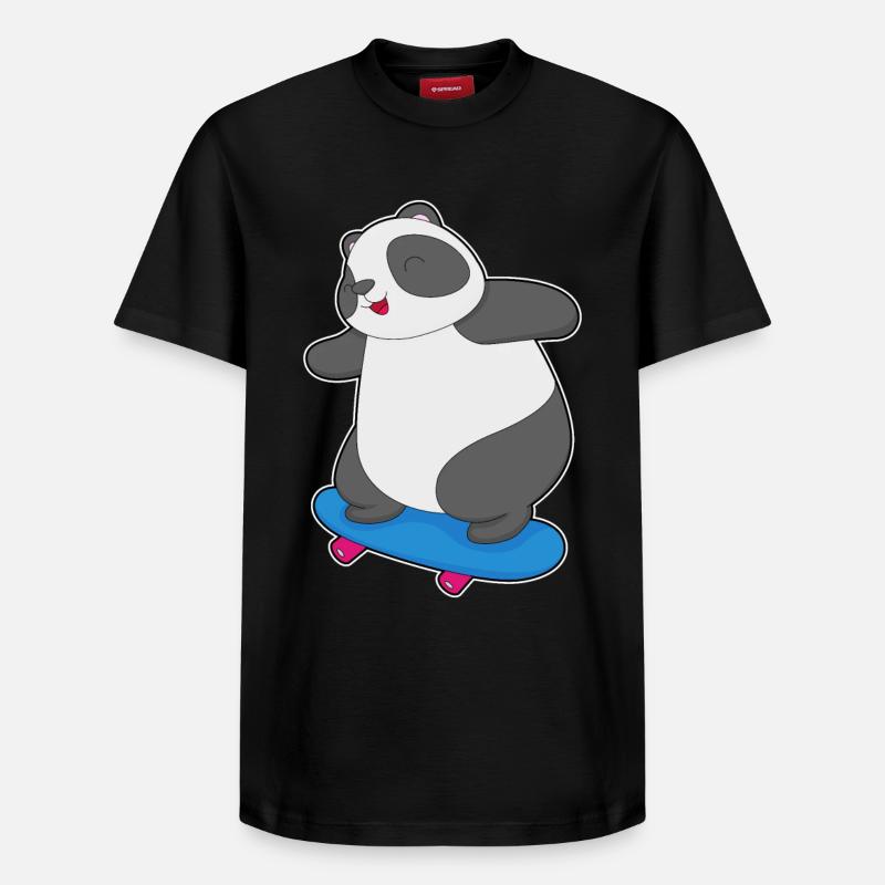 Panda Skater Skateboard - T-shirt unisexe décontracté en coton Supima – de SPREAD - noir