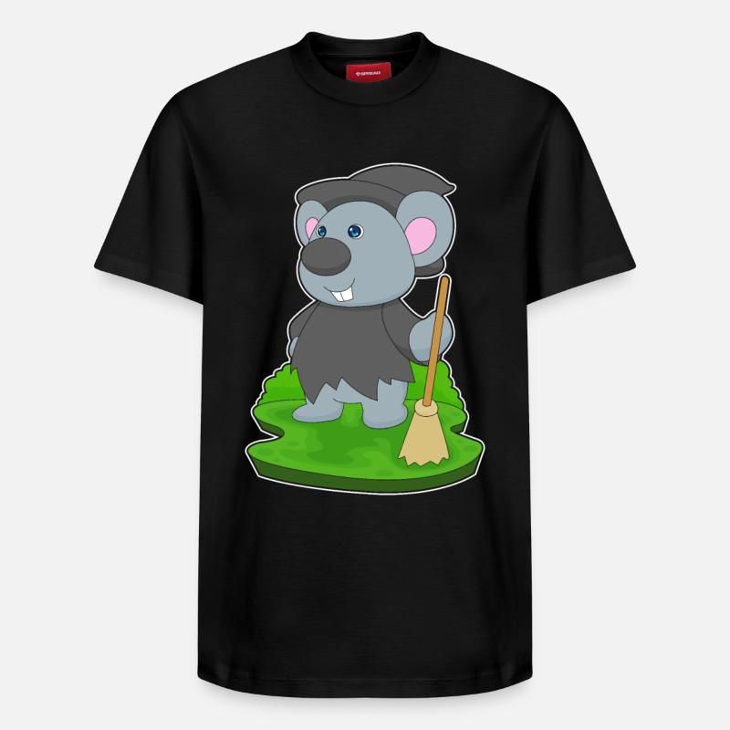 Souris Sorcière d’Halloween - T-shirt unisexe décontracté en coton Supima – de SPREAD - noir